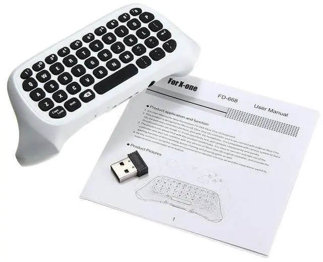 Alt view image 7 of 7 - Multitools Accessories Small 2.4G USB Mini Wireless Chatpad Message 47 Keys Keyboard Keypad Game Controller Wireless Keyboard Black/White for Xb0x ONE - (Color: Black)