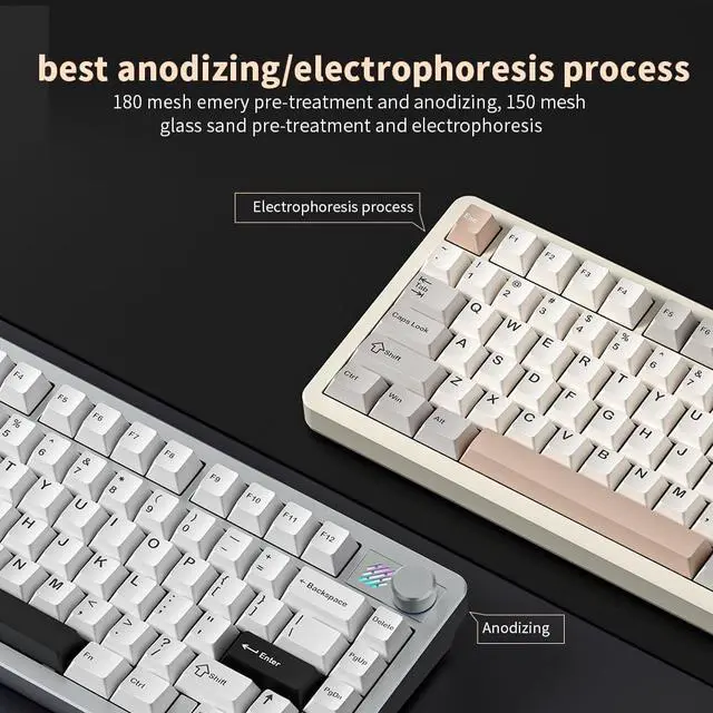 Alt view image 2 of 6 - Sequin XQT F75 Tir-Mode 75% Mechanical Gaming Keyboard,Programmable,RGB Backlit,80 Keys Hot Swappable,8000 mAh Battery,Gray(Matcha Latte Switch)