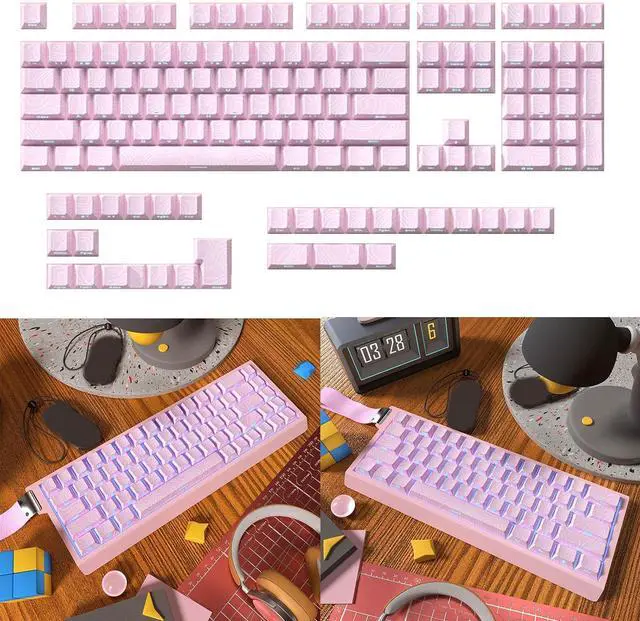 Alt view image 2 of 5 - Side Backlit Keycap Set Side Print 136Keys, Ergonomic Keycaps for Mechanical Keyboards Extended Use
