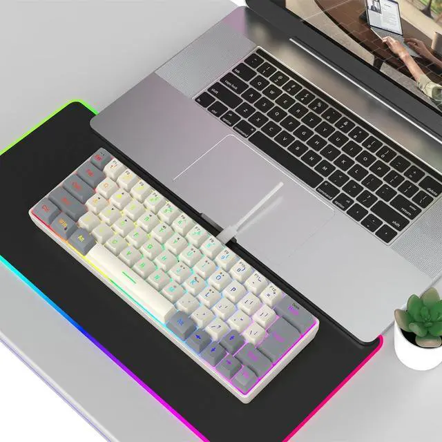 Alt view image 6 of 7 - GMBYLBY Gaming Mechanical Keyboard Blue Backlits 63 Key Corded Office Keyboard LED Gaming Keyboard for Computer Laptop