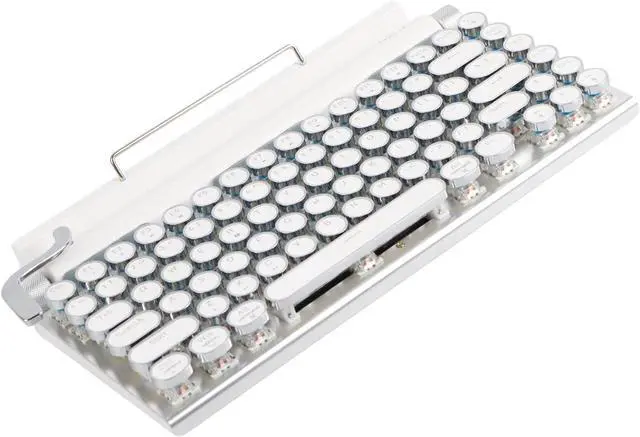 Alt view image 5 of 7 - Typewriter Keyboard, Typewriter Style Mechanical Gaming Keyboard, 83 Keys Blue Switch Retro Punk Keyboard with RGB Backlit, Retro Keycap Keyboard (White)