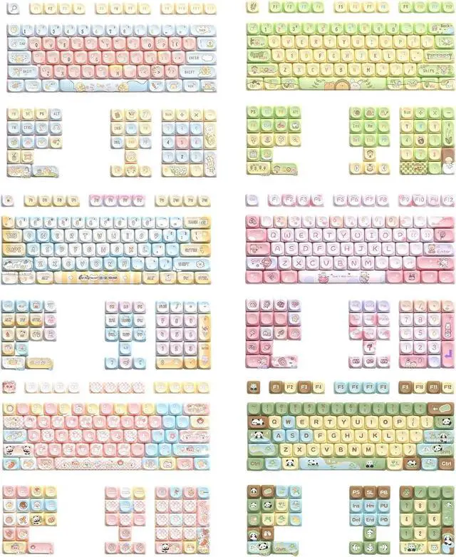 Alt view image 3 of 7 - Ubxvamm Keycaps Cartoon Animal Theme 120Keys Lovely Keycap for 68/75/84/98/100/104/108 Mechanical Keyboards