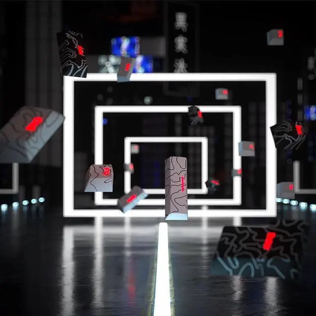 Alt view image 7 of 7 - 108 Key Key Cap Customs Line White Key Cap Set Front Print Backlit Keycap Mechanical Keyboard