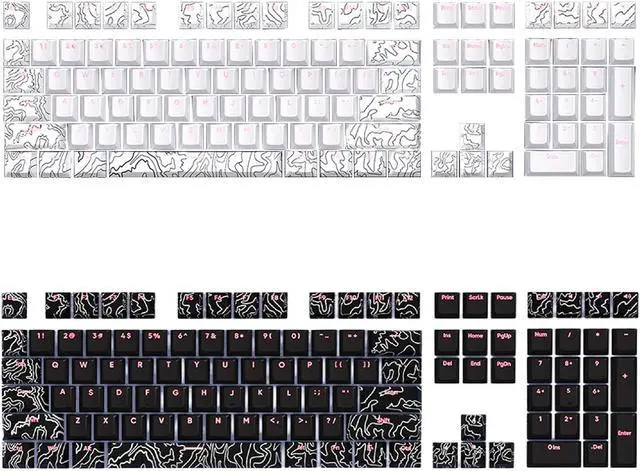 Alt view image 3 of 7 - 108 Key Key Cap Customs Line White Key Cap Set Front Print Backlit Keycap Mechanical Keyboard