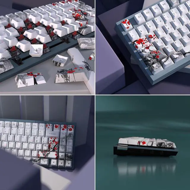 Alt view image 4 of 5 - 128 Key OEM Keycaps Blossom Keycaps Set for Game Mechanical Keyboards Keyswitch Keycaps Replaces