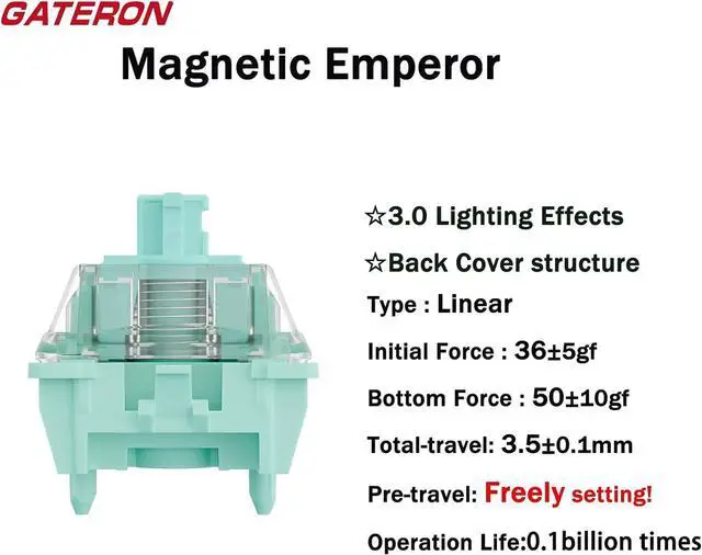 Alt view image 2 of 5 - Zjmehty GATERON Magnetic Emperor Linear Switches for Gaming Keyboard(90p)