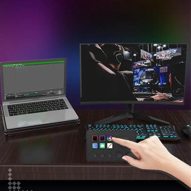 Alt view image 7 of 7 - Studio Deck with Knobs, Stream Controller Trigger Actions in Apps Software for OBS for Twitch for YouTube, Custom Console for Photo and Video Editing, Live Streaming (Black)
