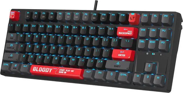 Alt view image 5 of 7 - Bloody AT87 Alpha Optical Switch Performance Keyboard - Black, High-Precision, Customizable Actuation Points, RGB Backlit, 87-Key Compact Design, Ergonomic Gaming Keyboard
