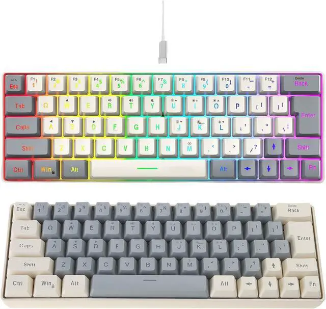 Alt view image 2 of 7 - GMBYLBY Gaming Mechanical Keyboard Blue Backlits 63 Key Corded Office Keyboard LED Gaming Keyboard for Computer Laptop