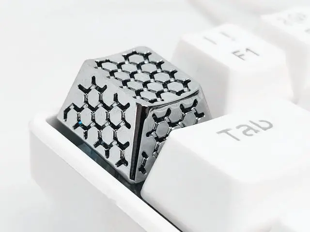 Main image of MECHKYP Metal Artisan Keycaps,CNC Zinc Alloy Custom Keycap,Mechanical Keycap,Unique Hollowed-Out Style,Gift Collection (Silver Hollowed-Out)