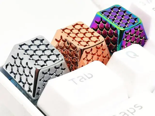 Alt view image 2 of 7 - MECHKYP Metal Artisan Keycaps,CNC Zinc Alloy Custom Keycap,Mechanical Keycap,Unique Hollowed-Out Style,Gift Collection (Silver Hollowed-Out)