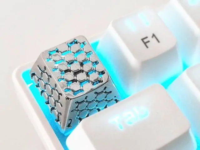 Alt view image 3 of 7 - MECHKYP Metal Artisan Keycaps,CNC Zinc Alloy Custom Keycap,Mechanical Keycap,Unique Hollowed-Out Style,Gift Collection (Silver Hollowed-Out)