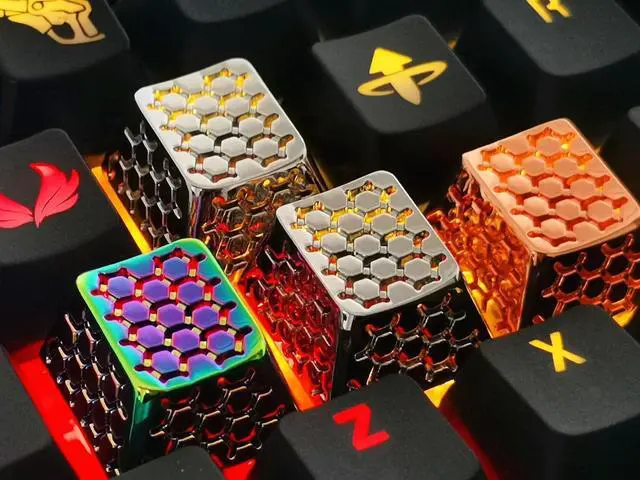 Alt view image 4 of 7 - MECHKYP Metal Artisan Keycaps,CNC Zinc Alloy Custom Keycap,Mechanical Keycap,Unique Hollowed-Out Style,Gift Collection (Silver Hollowed-Out)