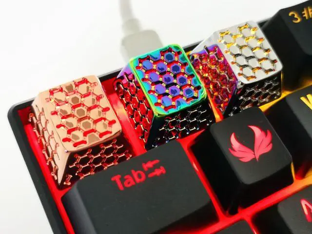 Alt view image 5 of 7 - MECHKYP Metal Artisan Keycaps,CNC Zinc Alloy Custom Keycap,Mechanical Keycap,Unique Hollowed-Out Style,Gift Collection (Silver Hollowed-Out)