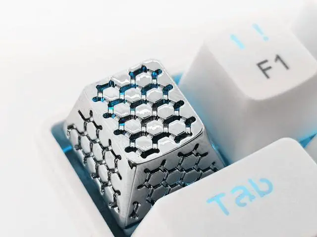 Alt view image 7 of 7 - MECHKYP Metal Artisan Keycaps,CNC Zinc Alloy Custom Keycap,Mechanical Keycap,Unique Hollowed-Out Style,Gift Collection (Silver Hollowed-Out)