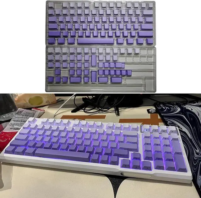 Alt view image 2 of 7 - Ubxvamm 125Keys Original Height Dye Sublimation Gradients Keycaps Top/Side Engraveds for Mechanical Keyboards Keycaps