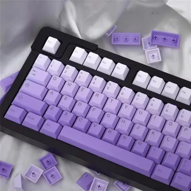 Alt view image 4 of 7 - Ubxvamm 125Keys Original Height Dye Sublimation Gradients Keycaps Top/Side Engraveds for Mechanical Keyboards Keycaps