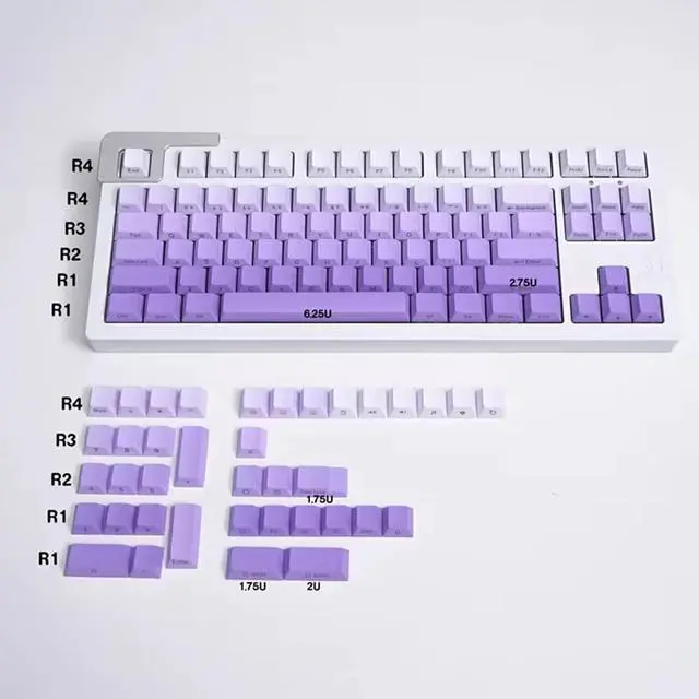 Alt view image 7 of 7 - Ubxvamm 125Keys Original Height Dye Sublimation Gradients Keycaps Top/Side Engraveds for Mechanical Keyboards Keycaps