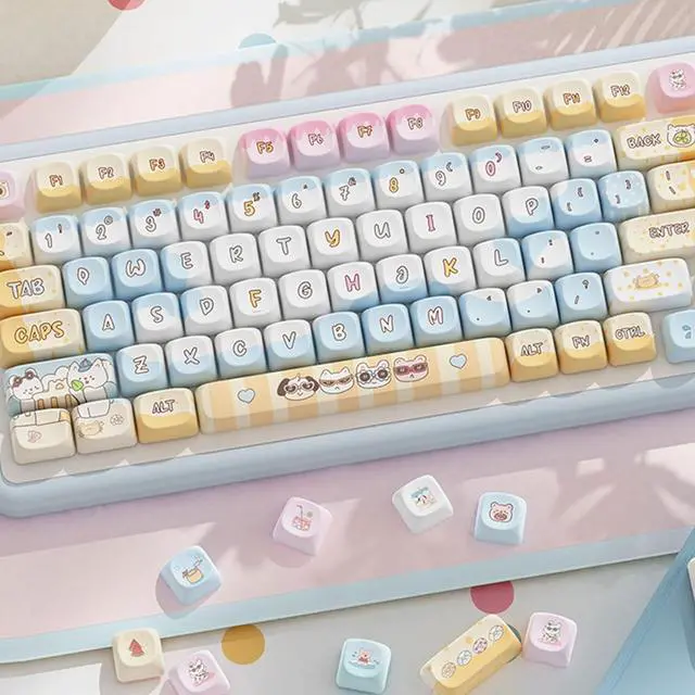 Alt view image 3 of 7 - Ubxvamm Keycaps Cartoon Animal Theme 120Keys Lovely Keycap for 68/75/84/98/100/104/108 Mechanical Keyboards