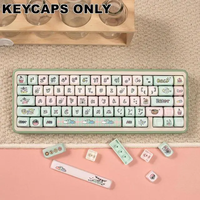 Alt view image 6 of 6 - Ubxvamm 1Set Cartoon Keycaps Set Milk Green Colorful Theme for 60/64/84/98/108 Gaming Mechanical Keyboards