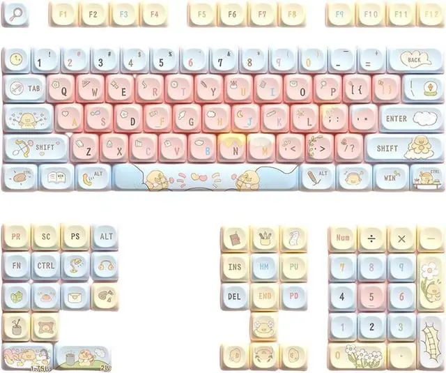 Alt view image 5 of 7 - Ubxvamm Keycaps Cartoon Animal Theme 120Keys Lovely Keycap for 68/75/84/98/100/104/108 Mechanical Keyboards