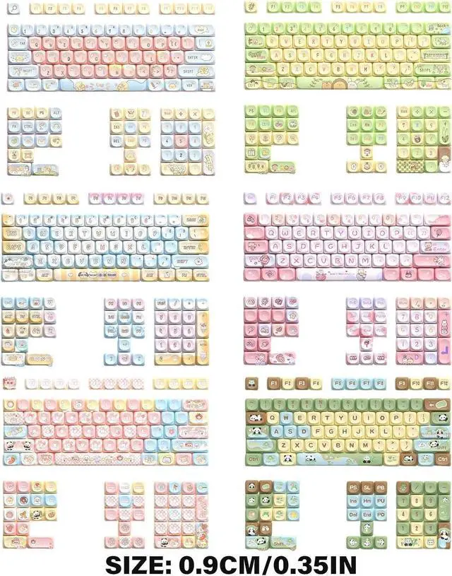 Alt view image 6 of 7 - Ubxvamm Keycaps Cartoon Animal Theme 120Keys Lovely Keycap for 68/75/84/98/100/104/108 Mechanical Keyboards