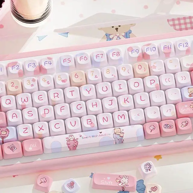 Alt view image 7 of 7 - Ubxvamm Keycaps Cartoon Animal Theme 120Keys Lovely Keycap for 68/75/84/98/100/104/108 Mechanical Keyboards