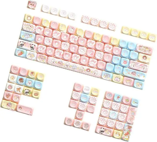 Alt view image 5 of 7 - Ubxvamm Keycaps Cartoon Animal Theme 120Keys Lovely Keycap for 68/75/84/98/100/104/108 Mechanical Keyboards