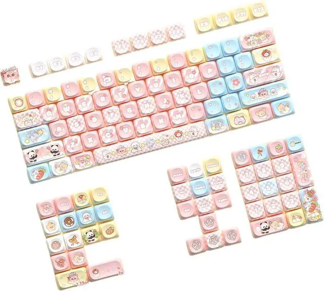 Alt view image 4 of 7 - Ubxvamm Keycaps Cartoon Animal Theme 120Keys Lovely Keycap for 68/75/84/98/100/104/108 Mechanical Keyboards