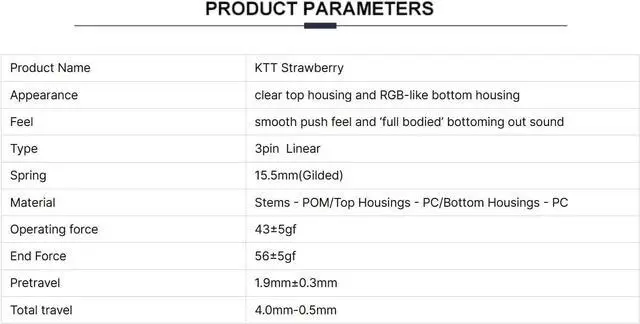 Alt view image 7 of 7 - KTT Strawberry Mechanical Linear Keyboard Switch (105)