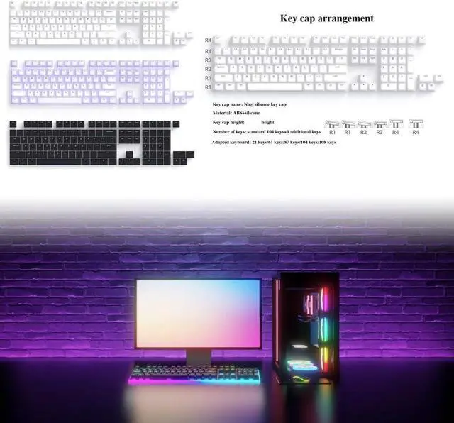 Alt view image 3 of 7 - PLCPDM Quiet Typing Jelly Keycaps, Soft Silicone Jelly Lovely Keycap Set Double Layer Noise Reduction for Gamers and Typists