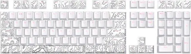 Main image of YUGSHNKFC 108 Keys Dye Sublimation Keycaps Line White Front Print Backlit Shines Through Keycaps for Keyboard