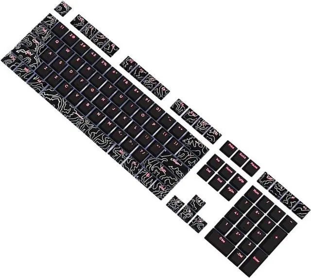Alt view image 2 of 7 - PLCPDM 108Keys Keycaps Customs Line White Keycap Set Front Print Backlit Key Caps for Mechanical Keyboard