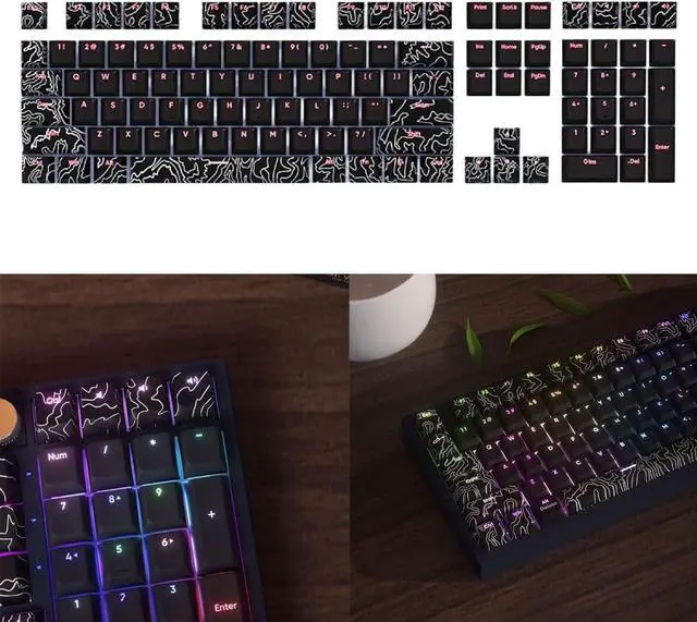 Alt view image 3 of 7 - PLCPDM 108Keys Keycaps Customs Line White Keycap Set Front Print Backlit Key Caps for Mechanical Keyboard