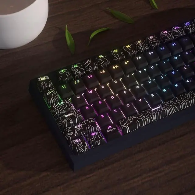 Alt view image 5 of 7 - PLCPDM 108Keys Keycaps Customs Line White Keycap Set Front Print Backlit Key Caps for Mechanical Keyboard