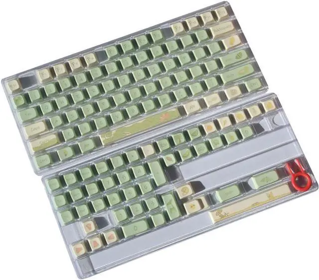 Alt view image 3 of 7 - PLCPDM Keycaps Set Sublimation Keycap 123PCS Green Flower Pattern for Mechanical Keyboards Waterproof