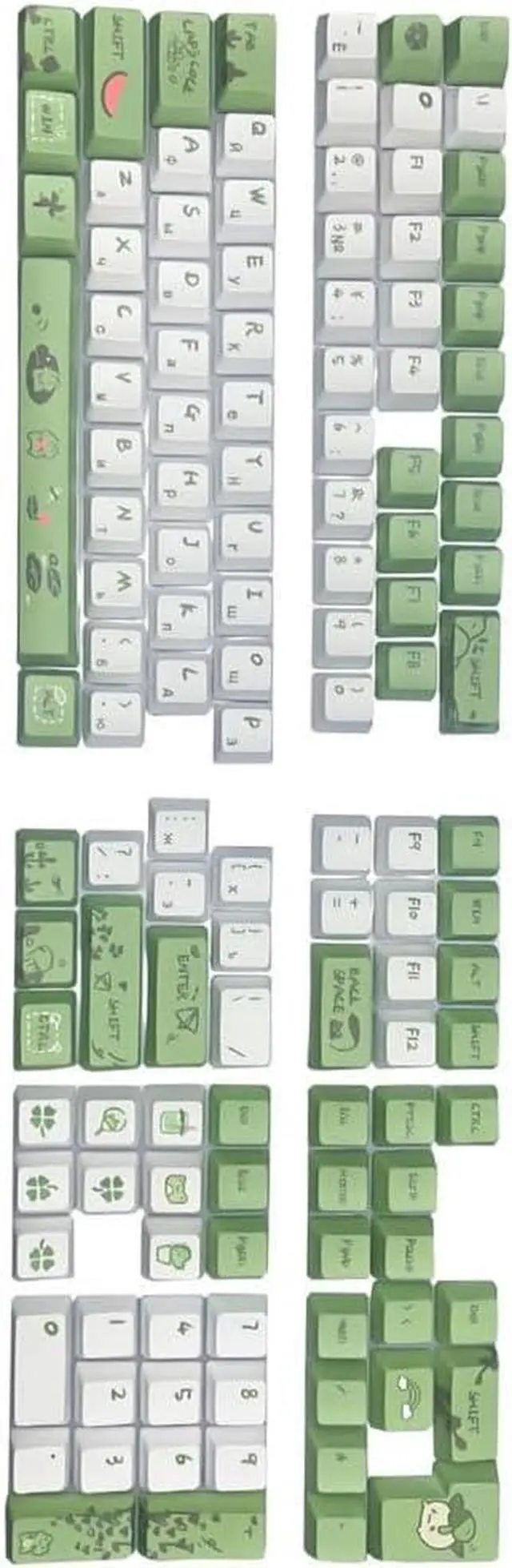 Alt view image 2 of 7 - YUGSHNKFC Russian Keycaps Frogs Theme Keycaps OEM Dye Sublimation for 61/64/68/75/87/98/104 Mechanical Keyboard