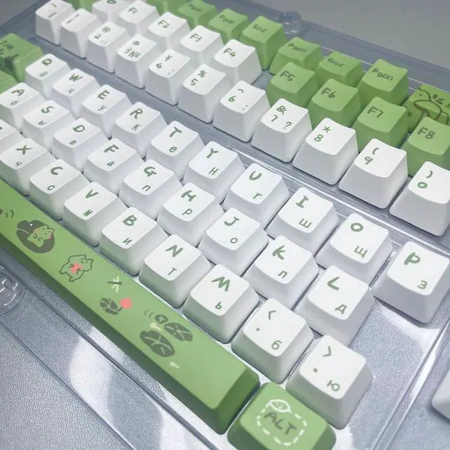 Alt view image 6 of 7 - YUGSHNKFC Russian Keycaps Frogs Theme Keycaps OEM Dye Sublimation for 61/64/68/75/87/98/104 Mechanical Keyboard