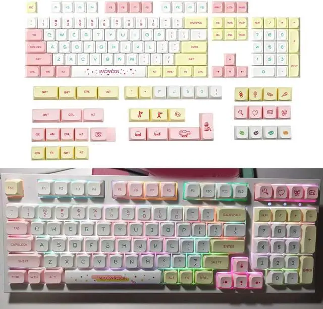 Alt view image 2 of 7 - YUGSHNKFC 146PCS Keycaps Colorful Keycaps for Mechanical Keyboards Colorful Dye Sublimation Keycap Set