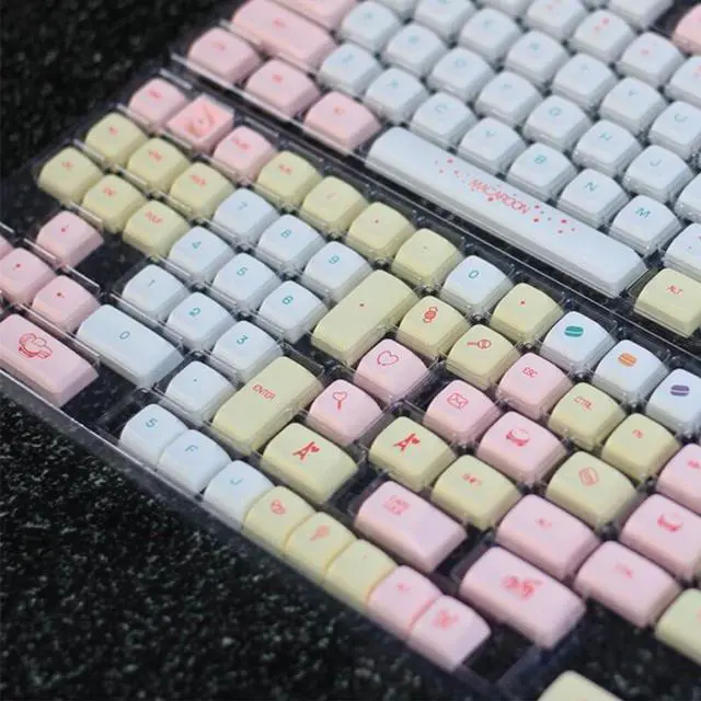 Alt view image 5 of 7 - YUGSHNKFC 146PCS Keycaps Colorful Keycaps for Mechanical Keyboards Colorful Dye Sublimation Keycap Set