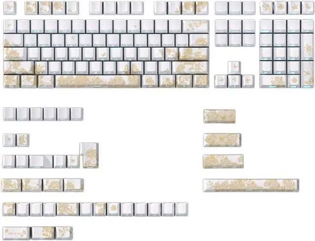 Main image of PLCPDM 146/136Keys Keycaps Customs Platinums Embroidery Keycap Set Side Print Backlit Key Caps for Mechanical Keyboard