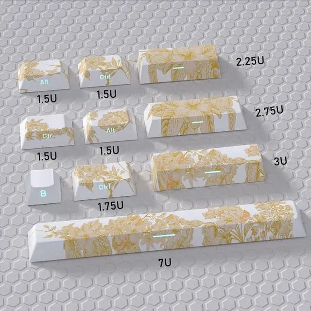 Alt view image 4 of 7 - PLCPDM 146/136Keys Keycaps Customs Platinums Embroidery Keycap Set Side Print Backlit Key Caps for Mechanical Keyboard