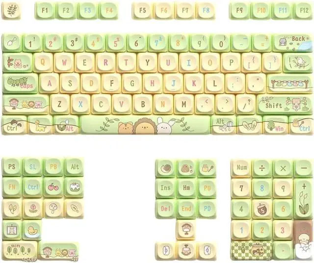 Main image of YUGSHNKFC Keycaps Cartoon Animal Theme 120Keys Lovely Keycap for 68/75/84/98/100/104/108 Mechanical Keyboards