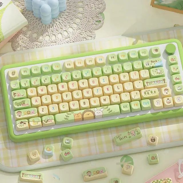 Alt view image 3 of 7 - YUGSHNKFC Keycaps Cartoon Animal Theme 120Keys Lovely Keycap for 68/75/84/98/100/104/108 Mechanical Keyboards