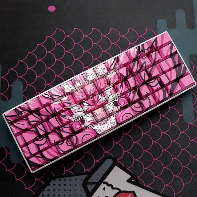Alt view image 7 of 7 - PLCPDM Side Engraving Backlit Keycaps 136 Key Full Set, Cartoon Dragon Keycap for Mechancial Keyboard Enhances Night Typing