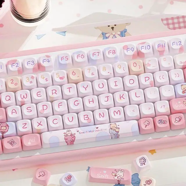 Alt view image 4 of 7 - YUGSHNKFC Keycaps Cartoon Animal Theme 120Keys Lovely Keycap for 68/75/84/98/100/104/108 Mechanical Keyboards