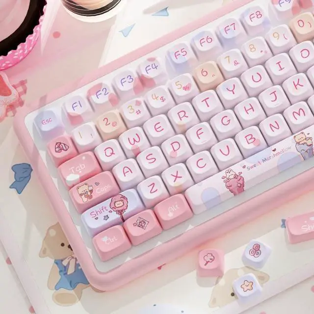 Alt view image 5 of 7 - YUGSHNKFC Keycaps Cartoon Animal Theme 120Keys Lovely Keycap for 68/75/84/98/100/104/108 Mechanical Keyboards