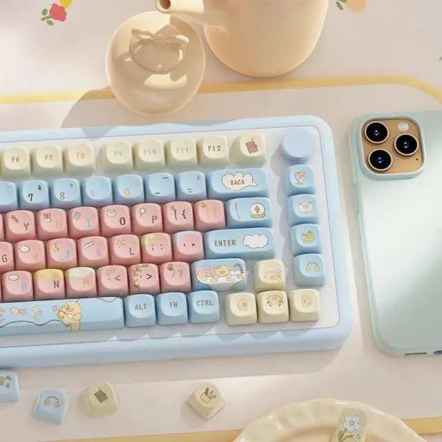 Alt view image 7 of 7 - YUGSHNKFC Keycaps Cartoon Animal Theme 120Keys Lovely Keycap for 68/75/84/98/100/104/108 Mechanical Keyboards