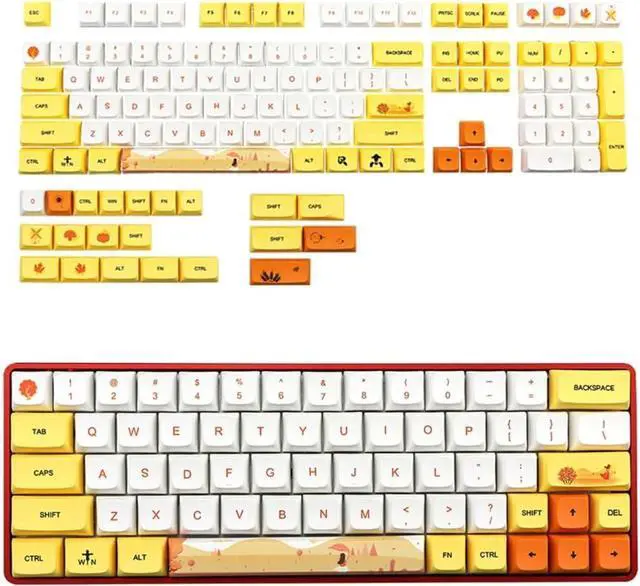 Alt view image 2 of 7 - PLCPDM 129 Key Keycap Height Key Set of Autumn Dye Sublimation for Mechanical Keyboards