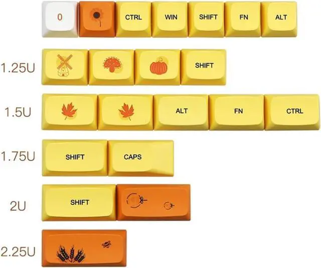 Alt view image 7 of 7 - PLCPDM 129 Key Keycap Height Key Set of Autumn Dye Sublimation for Mechanical Keyboards